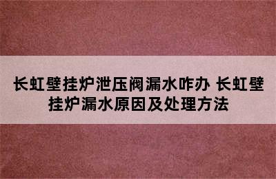 长虹壁挂炉泄压阀漏水咋办 长虹壁挂炉漏水原因及处理方法